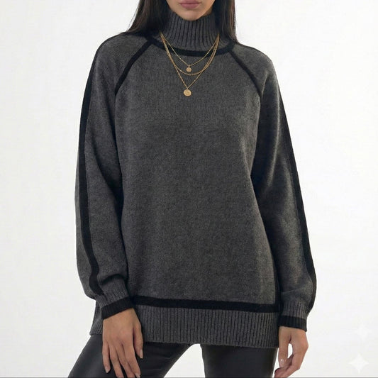 Elegant Contrast Piping Sweater 2