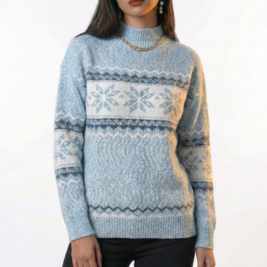Lunezzo Snowflake Knit Mock Neck