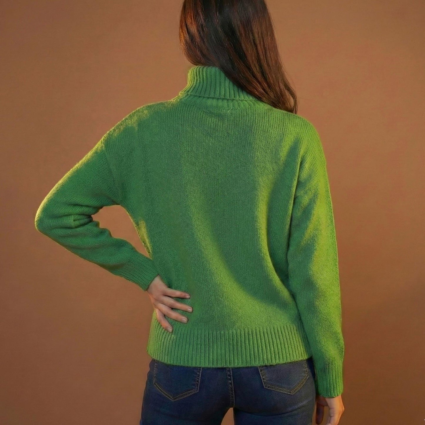 Oversized High-Neck Sweater model back