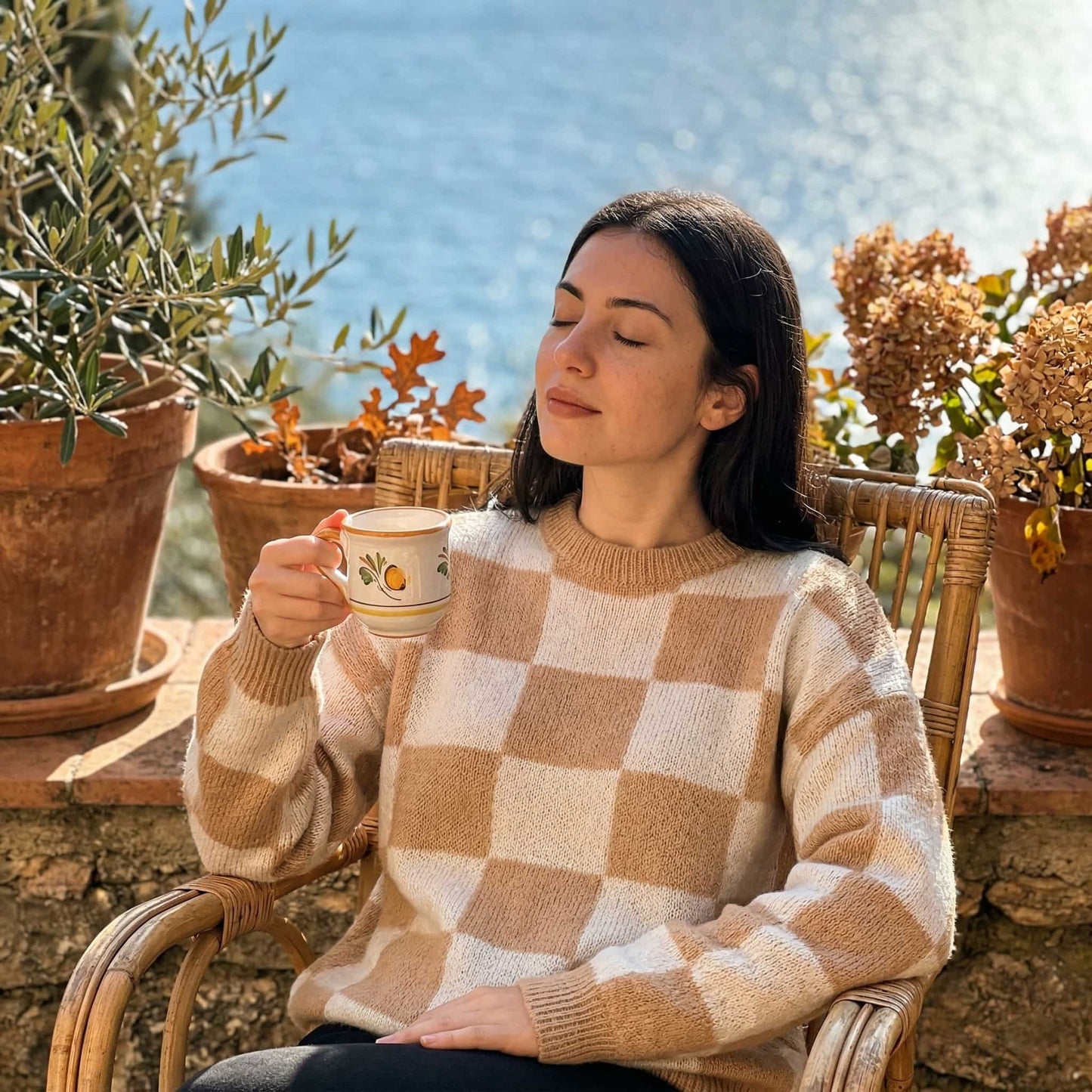 Checkered Knit Sweater