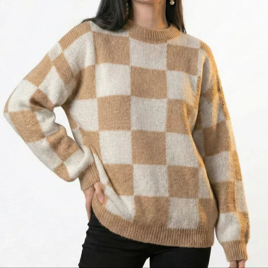 Checkered Knit Sweater