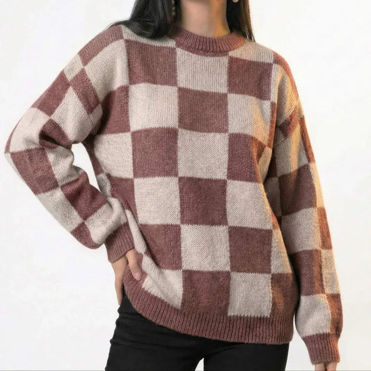 Checkered Knit Sweater 2