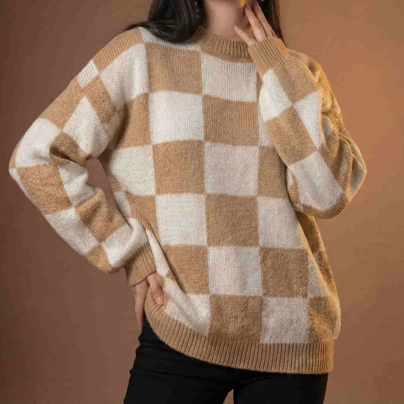 Checkered Knit Sweater front