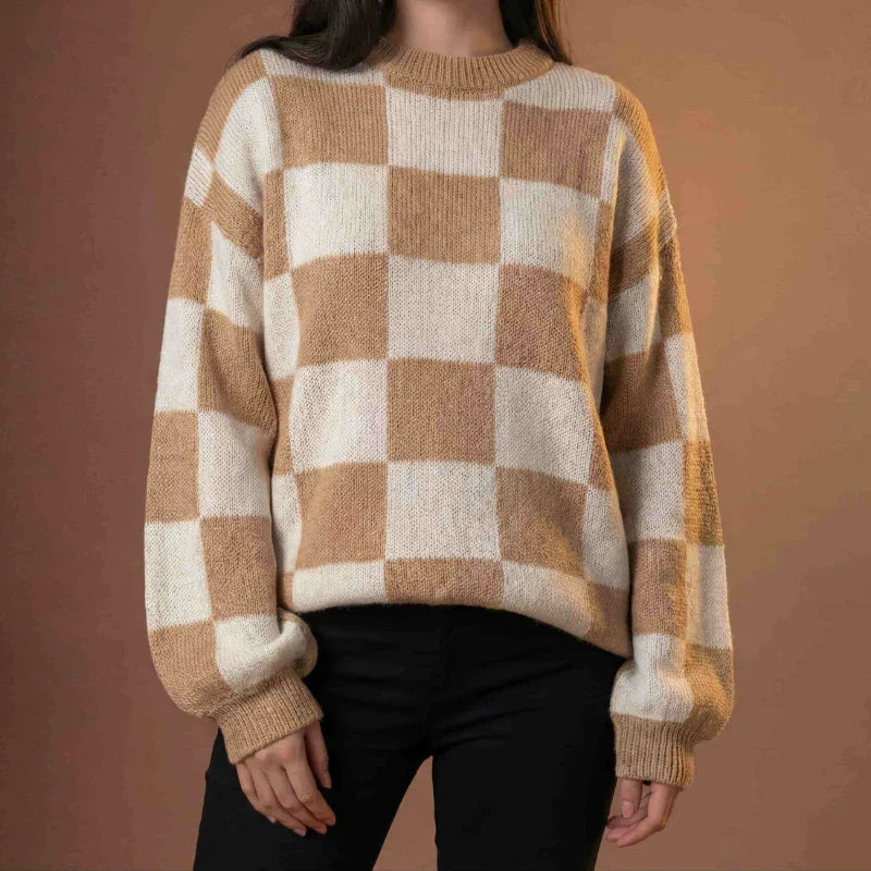 Checkered Knit Sweater front 2