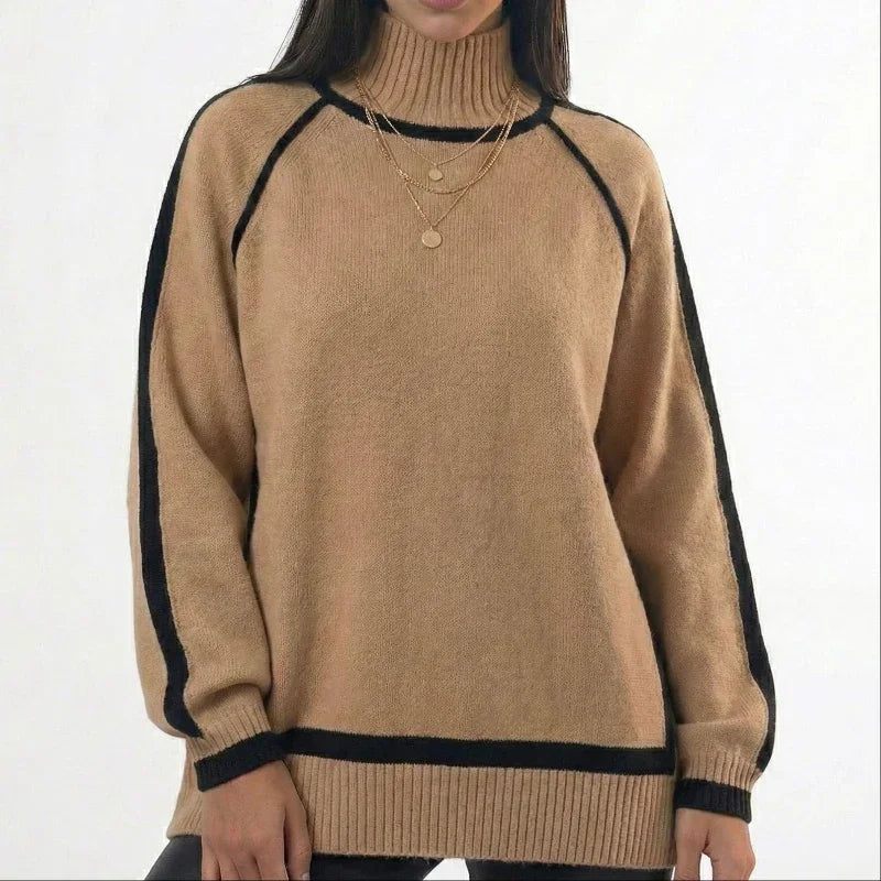 Elegant Contrast Piping Sweater