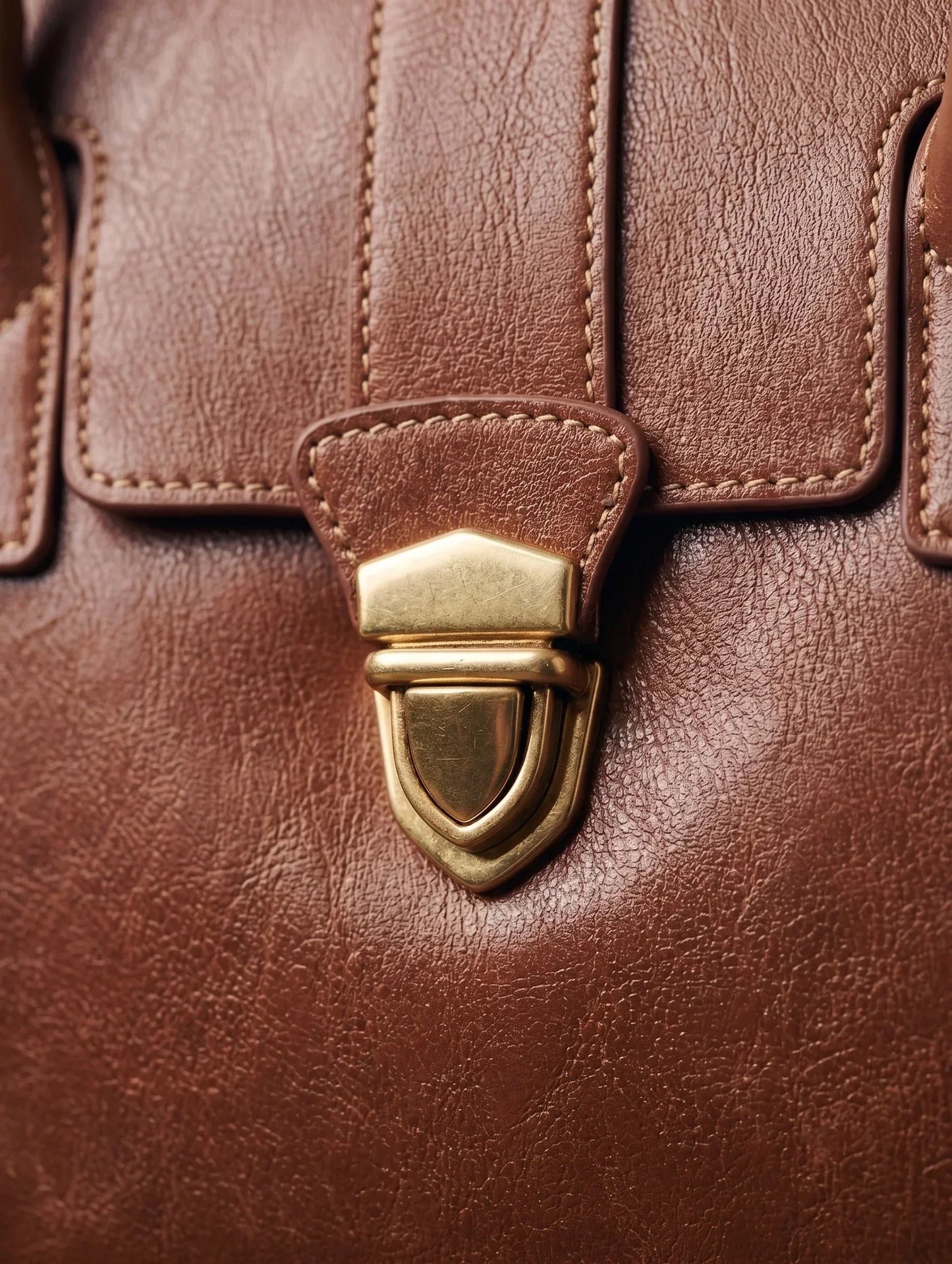 Genuine Leather Satchel Flap Top Handle Bag Women Work Shoulder Clasp — Lunezzo3