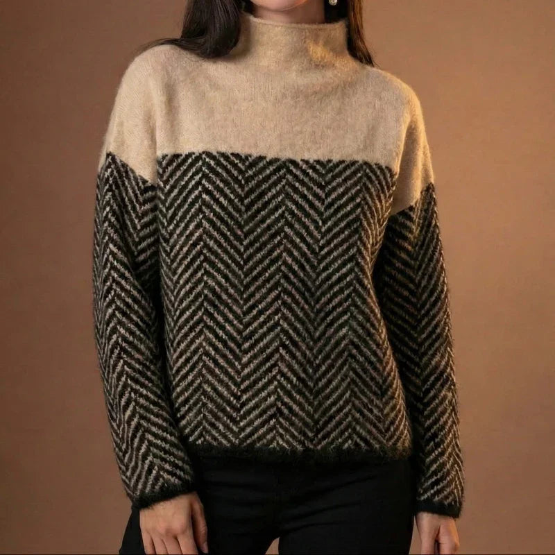 Herringbone Color-Block Sweater model
