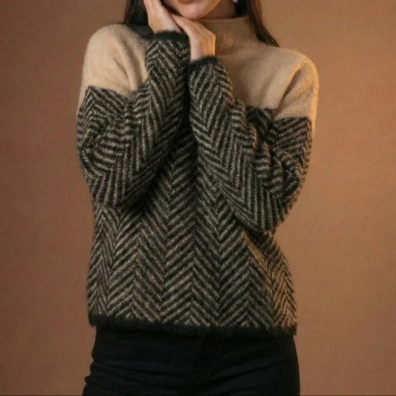 Herringbone Color-Block Sweater model 2
