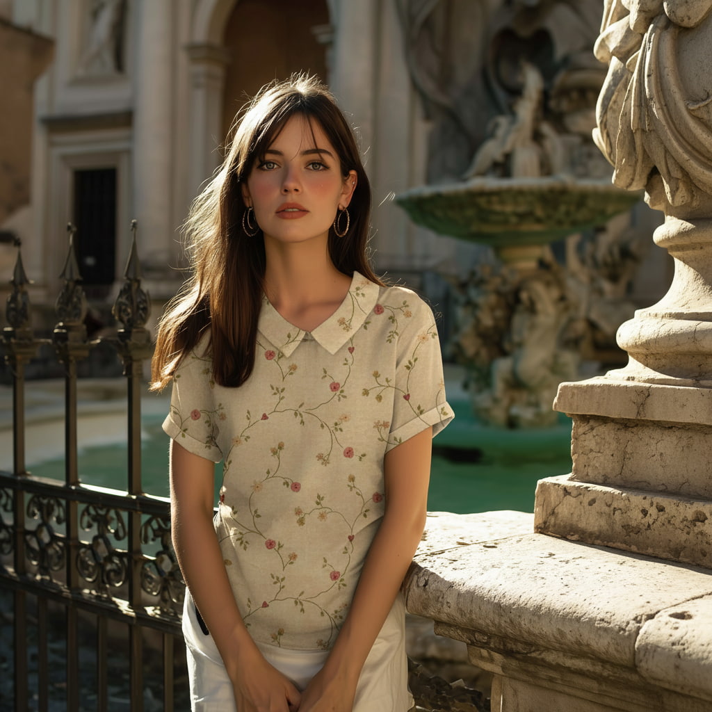 Lunezzo Wildflower Collared Blouse