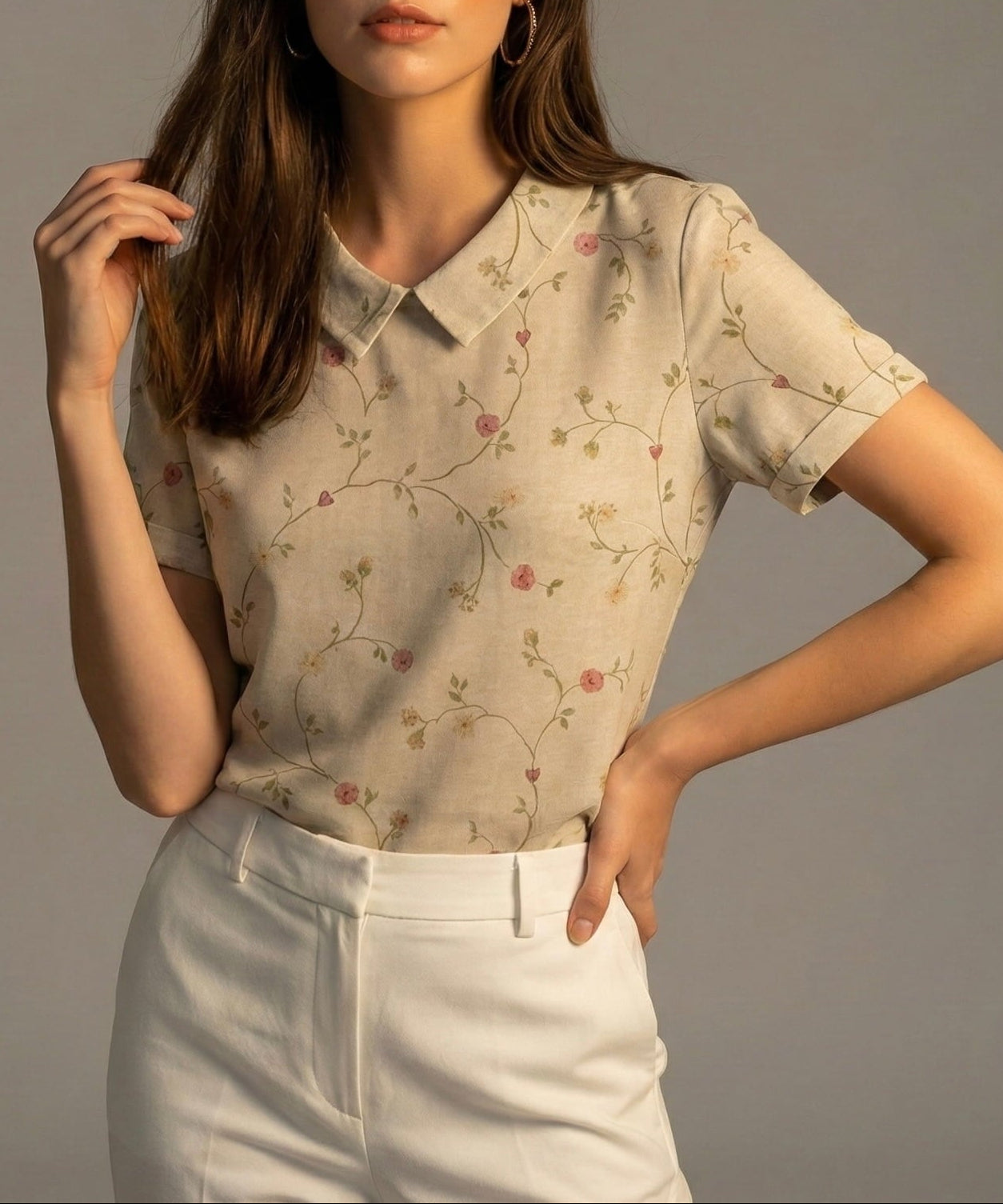 Lunezzo Wildflower Collared Blouse
