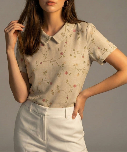 Lunezzo Wildflower Collared Blouse