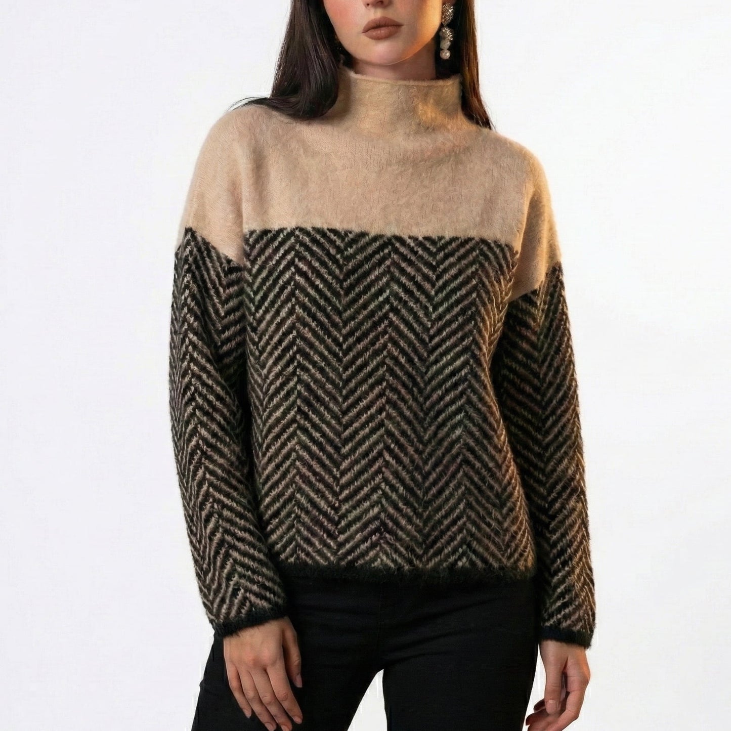Herringbone Color-Block Sweater