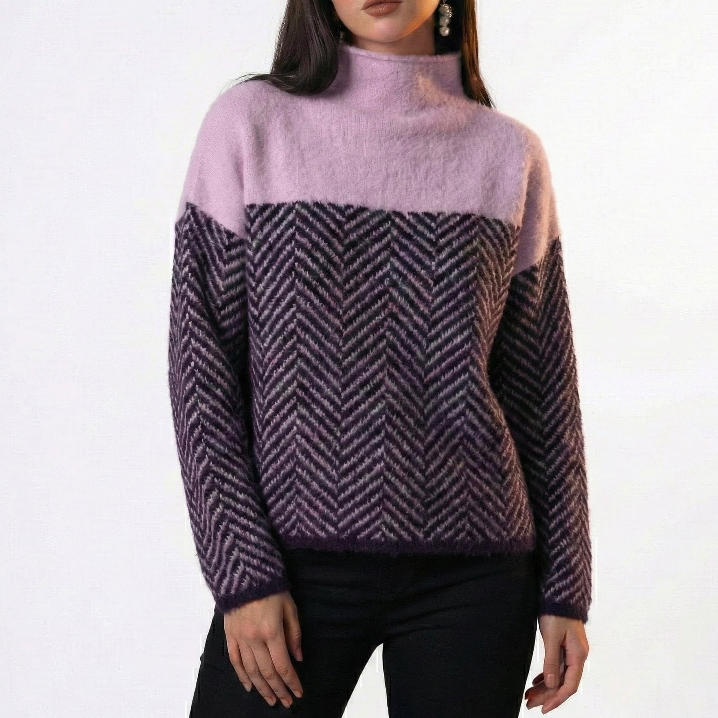 Herringbone Color-Block Sweater