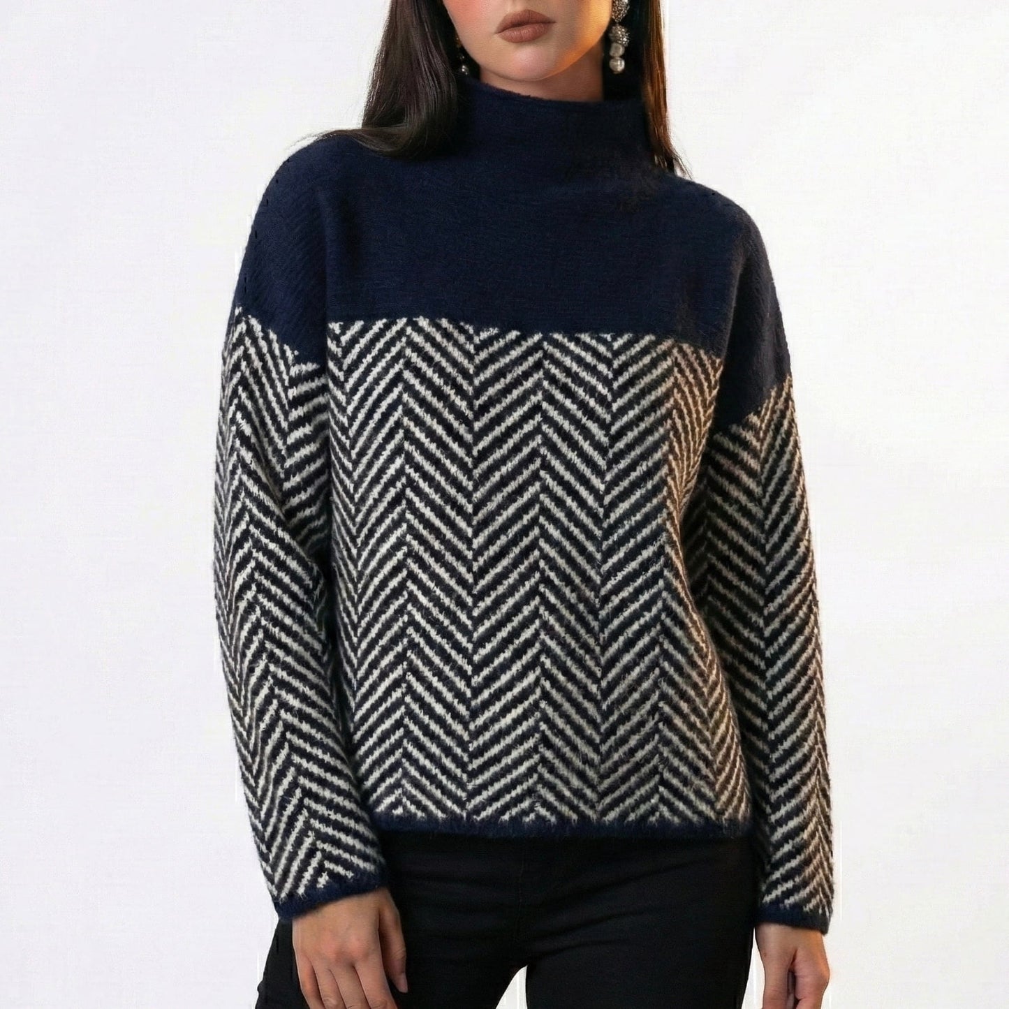 Herringbone Color-Block Sweater
