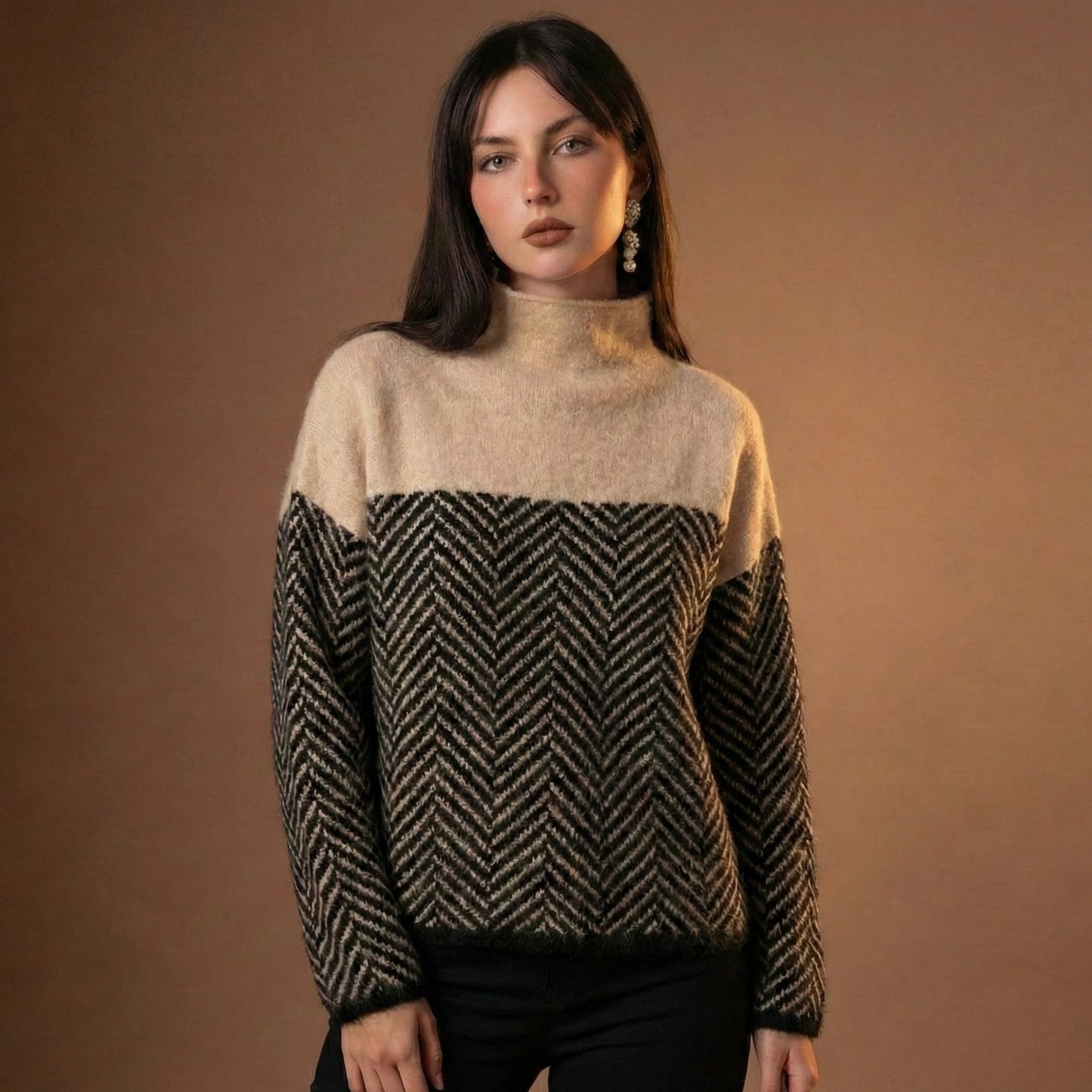 Herringbone Color-Block Sweater