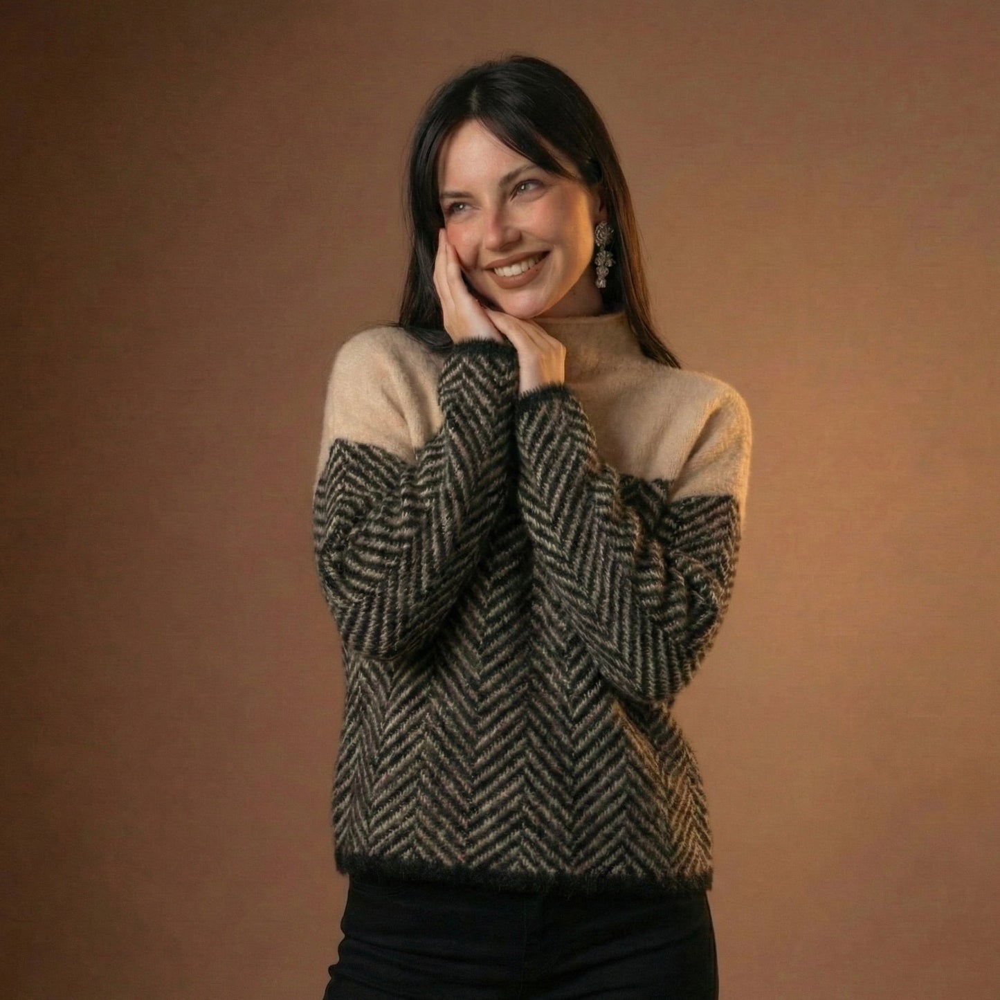 Herringbone Color-Block Sweater