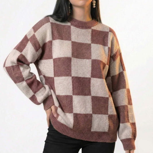 Checkered Knit Sweater