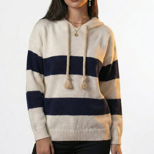 Striped Knit Hoodie