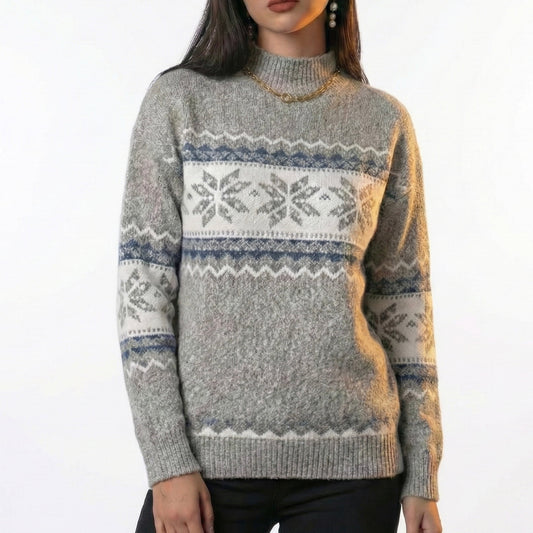 Lunezzo Snowflake Knit Mock Neck