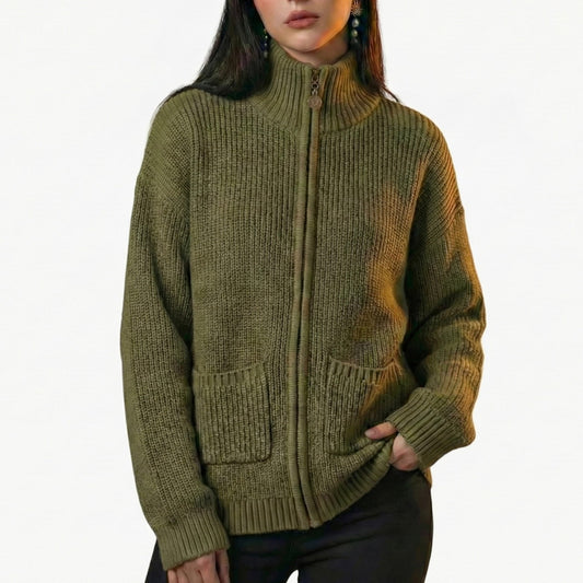 Lunezzo Chunky Knit Zip-Up Cardigan