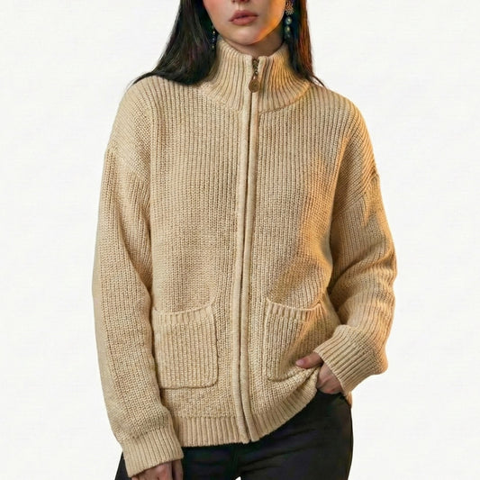 Lunezzo Chunky Knit Zip-Up Cardigan