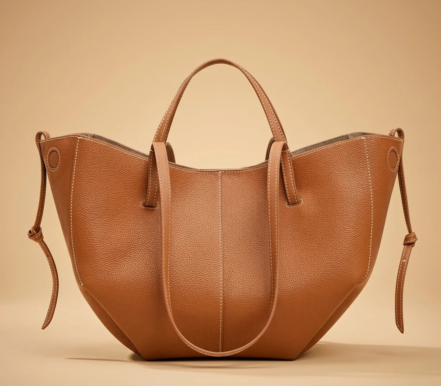 Leather Tote Bag Soft Dumpling Top Handle Shoulder Bag Large Capacity