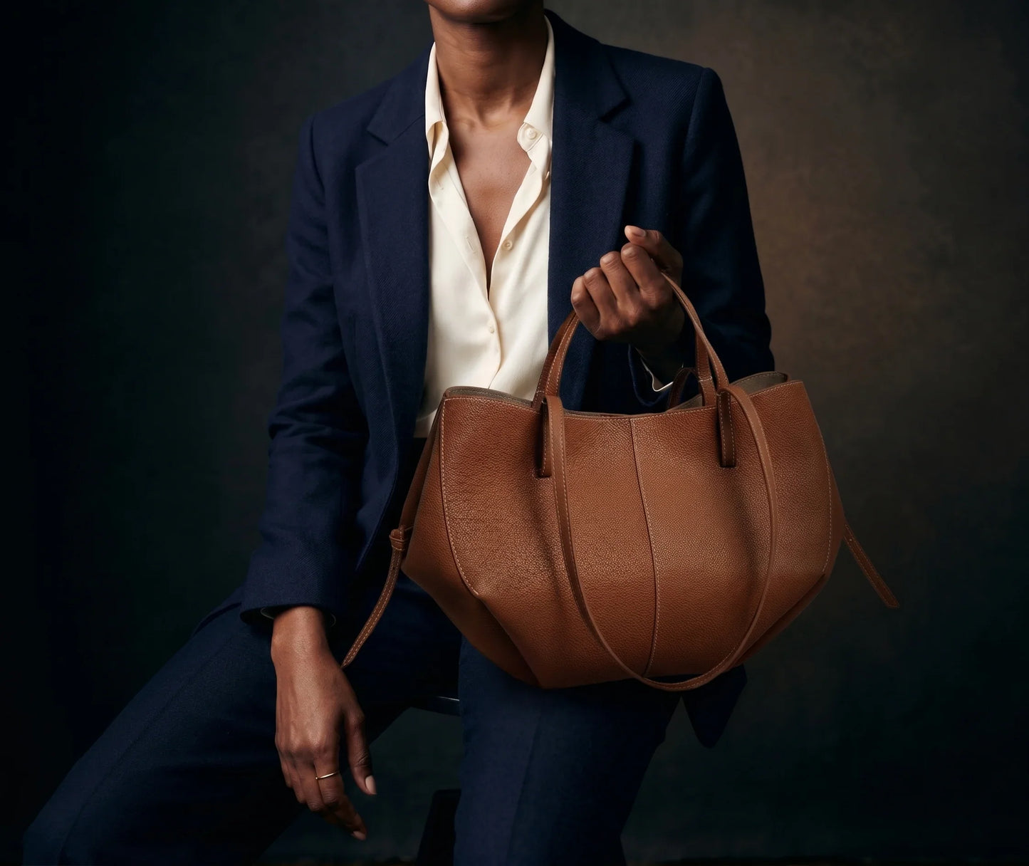 Leather Tote Bag Soft Dumpling Top Handle Shoulder Bag Large Capacity_model4