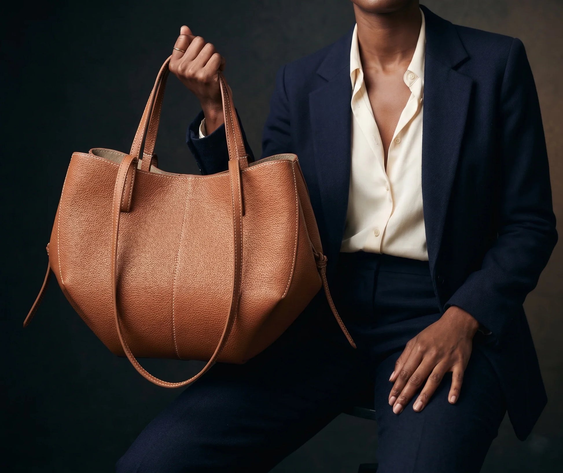 Leather Tote Bag Soft Dumpling Top Handle Shoulder Bag Large Capacity_model7