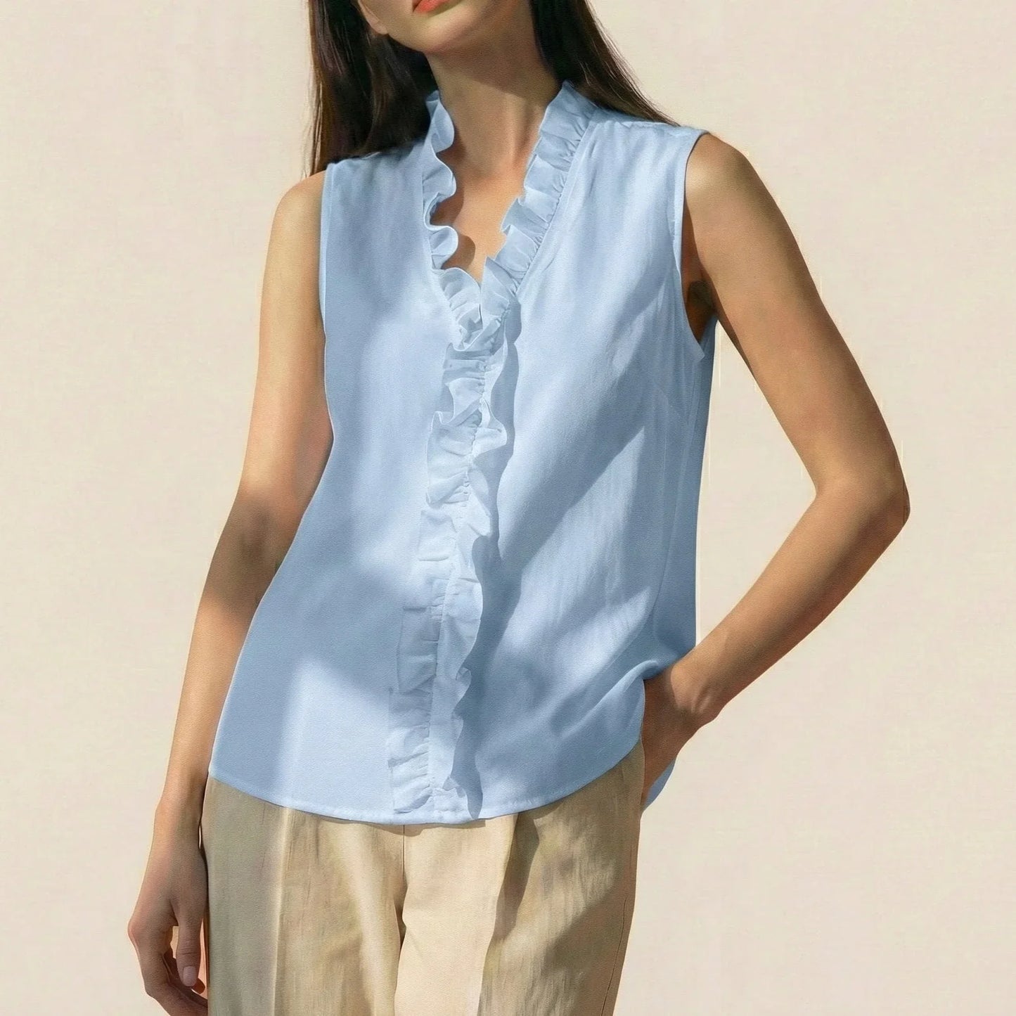 Lunezzo Aria Ruffled V-Neck Blouse 2