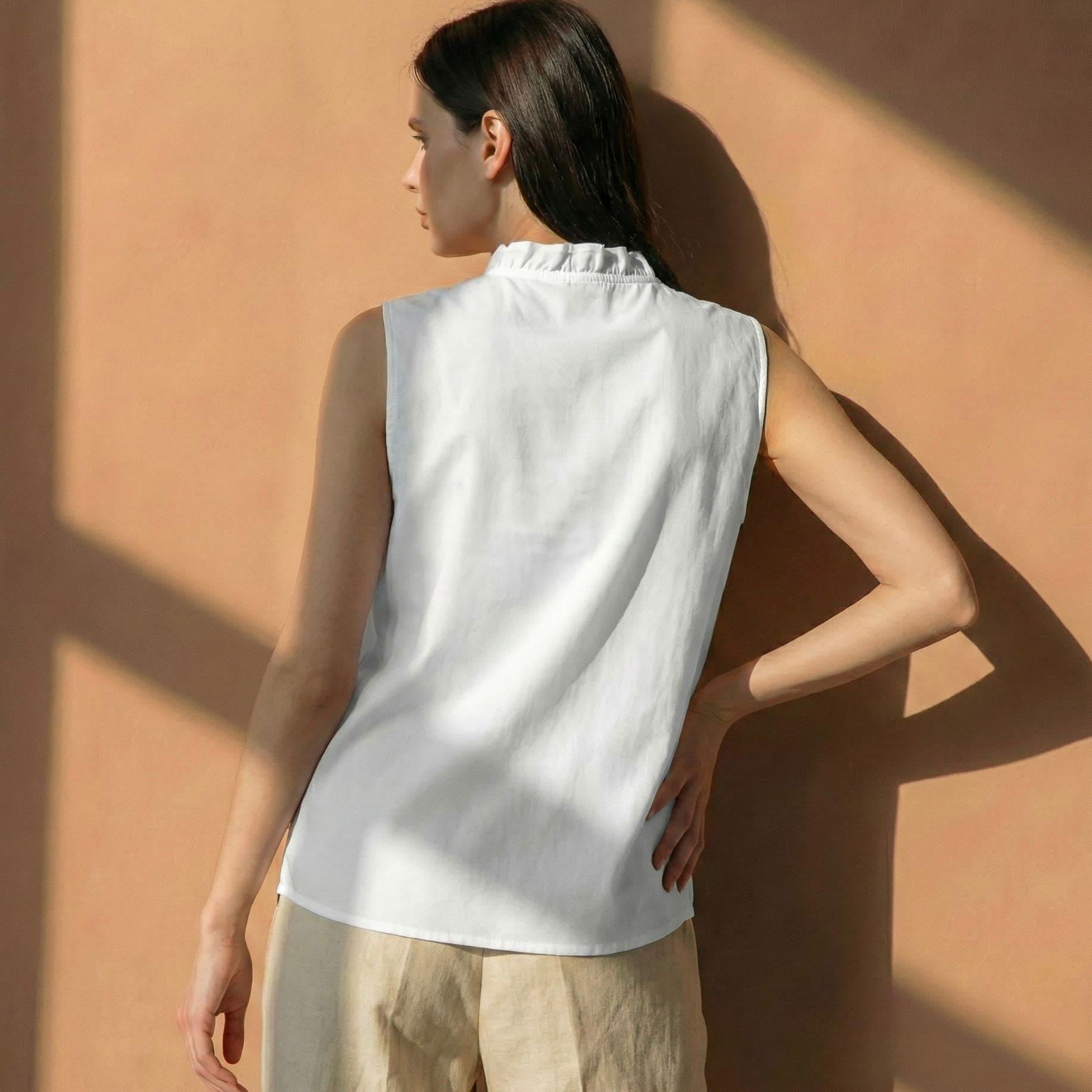 Lunezzo Aria Ruffled V-Neck Blouse back