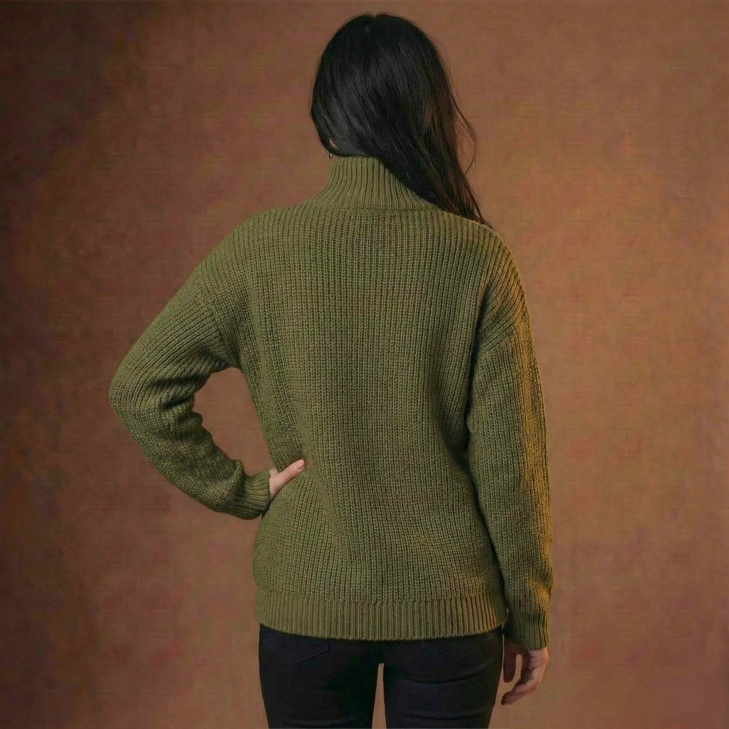 Lunezzo Chunky Knit Zip-Up Cardigan back
