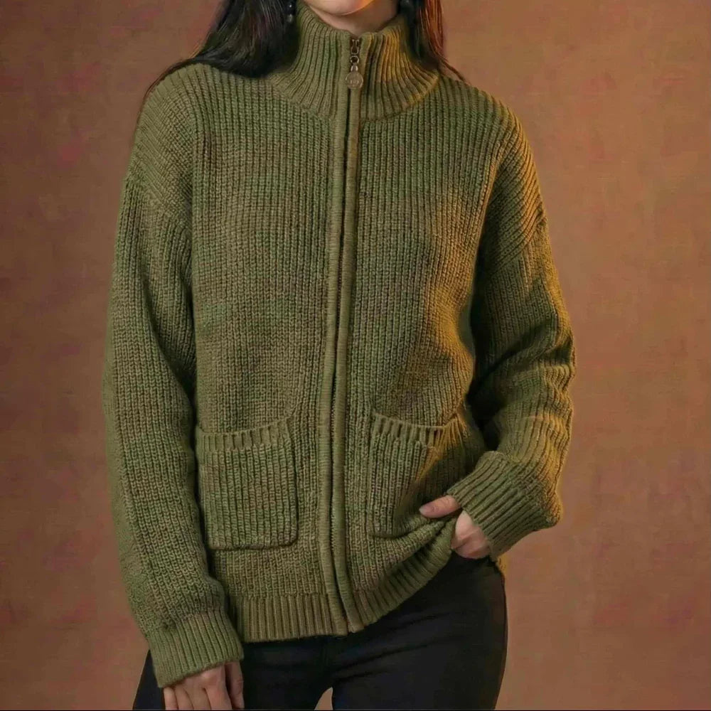 Lunezzo Chunky Knit Zip-Up Cardigan front