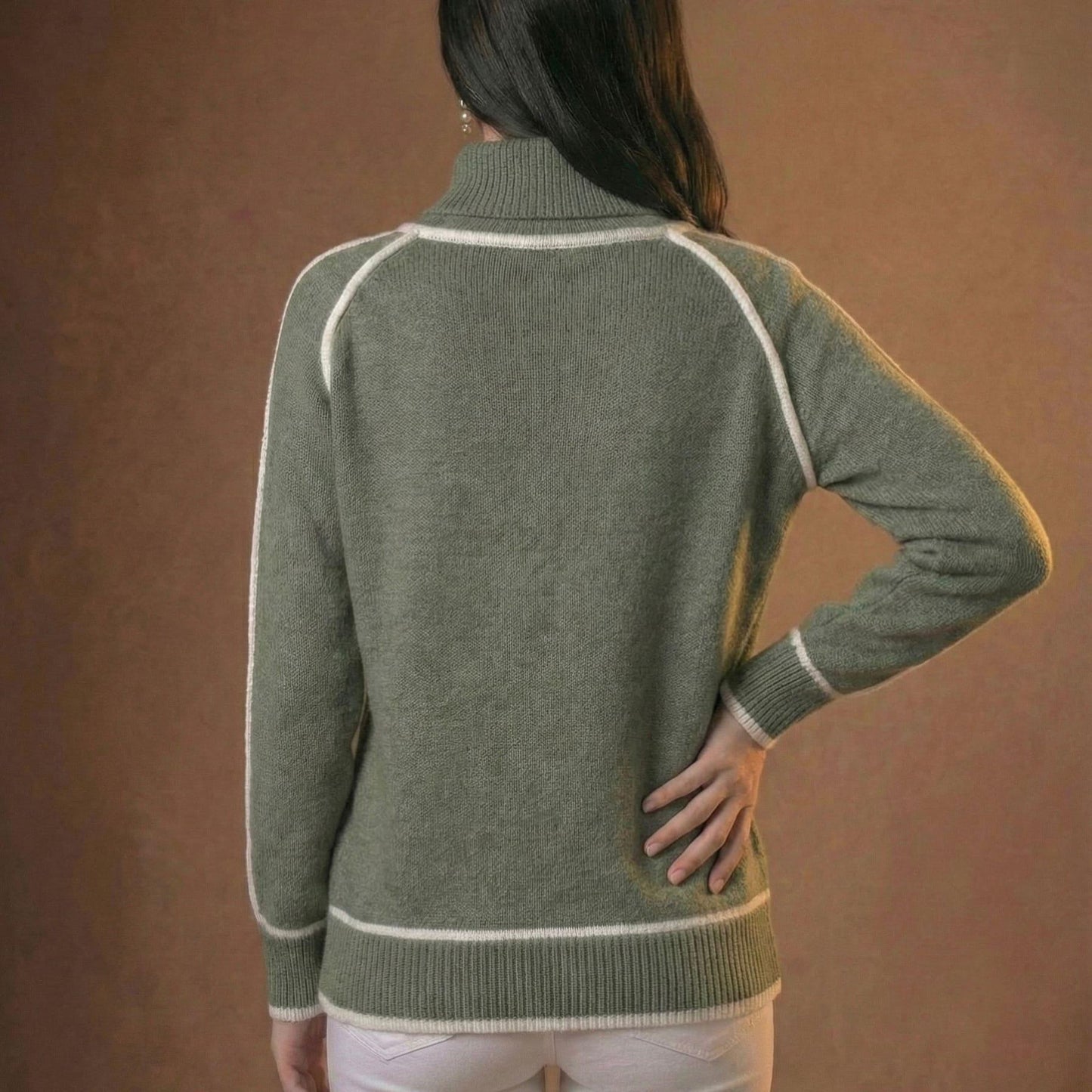 Lunezzo Contrast Trim Turtleneck back