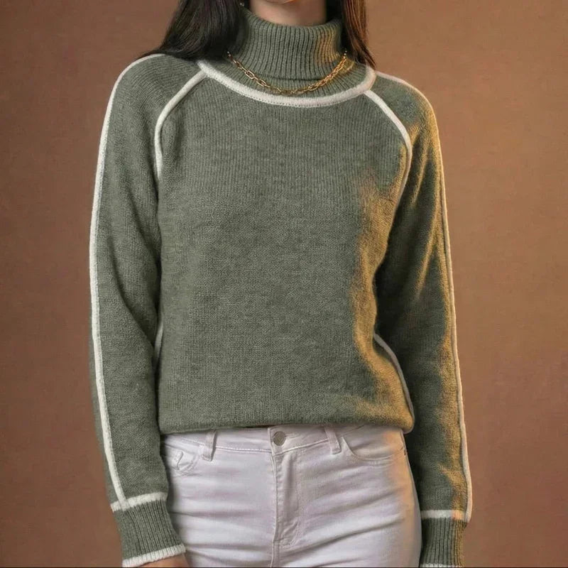 Lunezzo Contrast Trim Turtleneck front