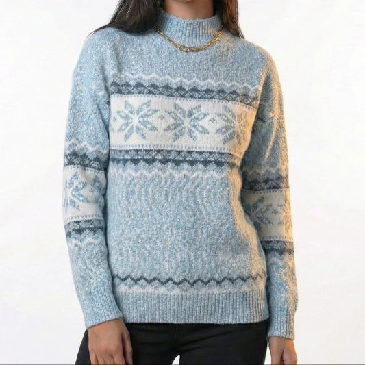 Lunezzo Snowflake Knit Mock Neck Sweater 2