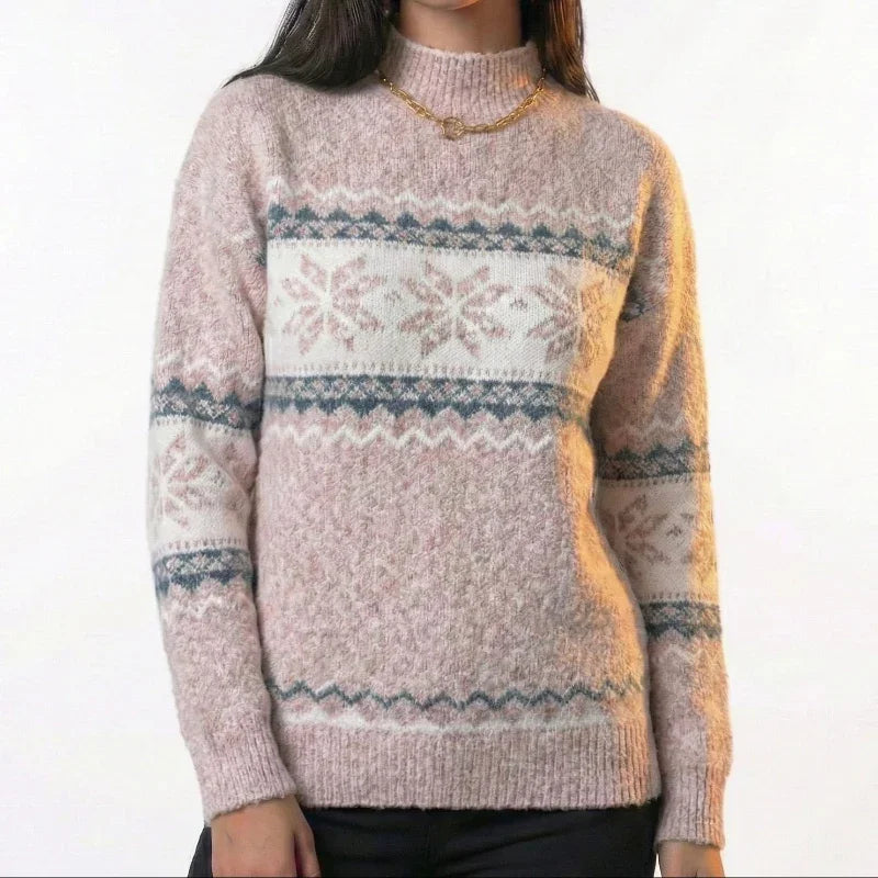 Lunezzo Snowflake Knit Mock Neck Sweater 3