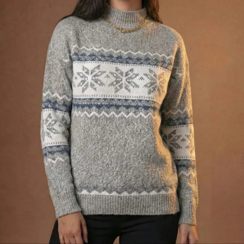 Lunezzo Snowflake Knit Mock Neck Sweater 5