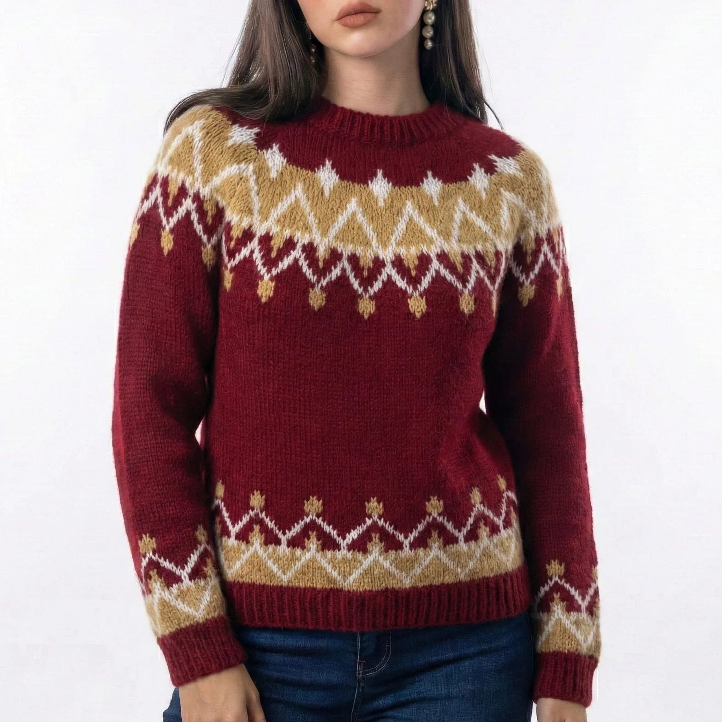 Nordic Pattern Knit Sweater 3