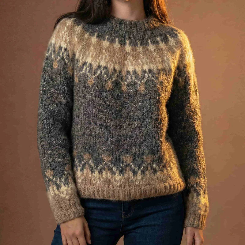 Nordic Pattern Knit Sweater model