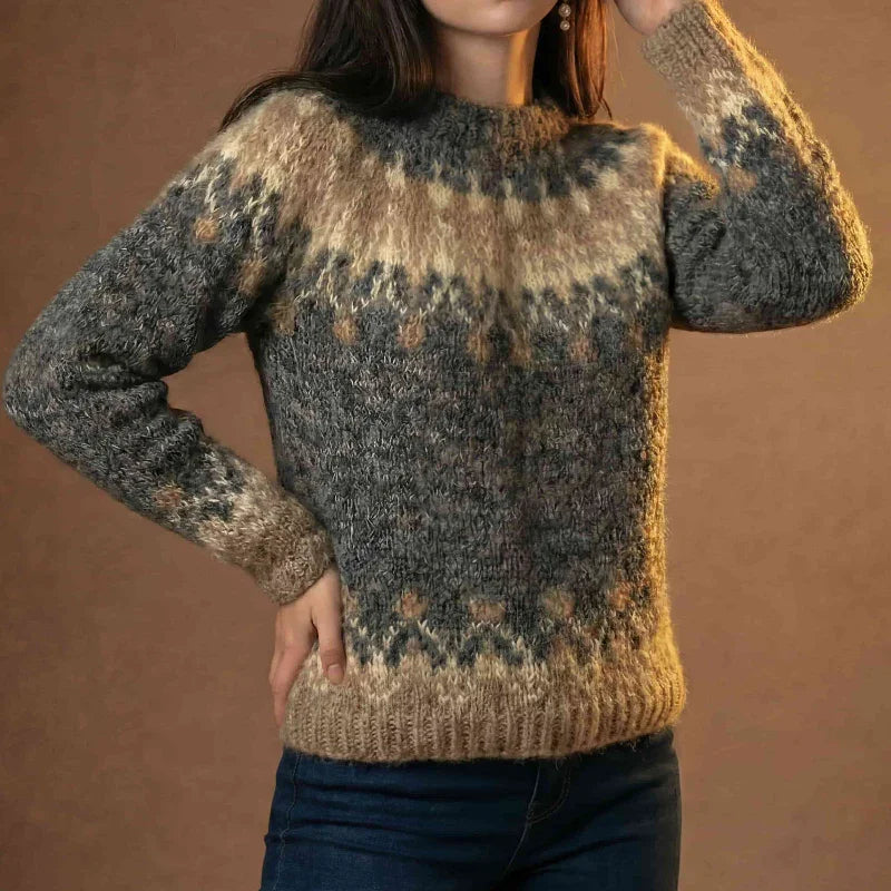 Nordic Pattern Knit Sweater model 2