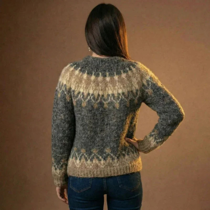 Nordic Pattern Knit Sweater model back