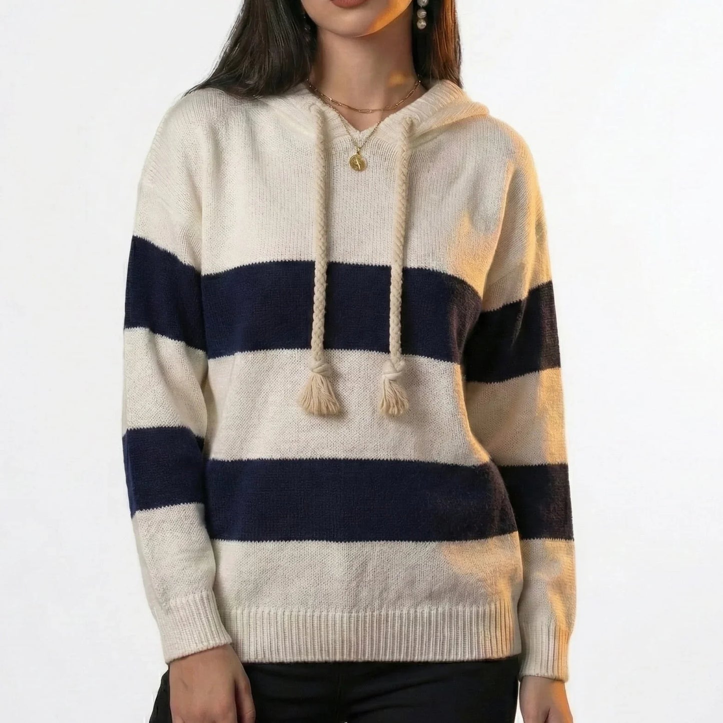 Striped Knit Hoodie