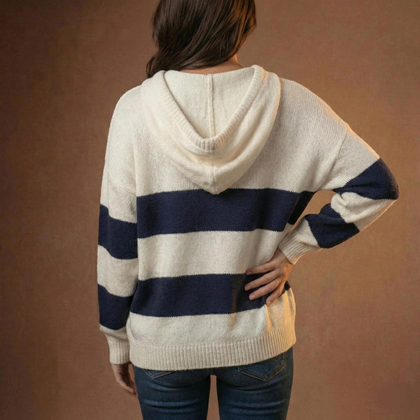 Striped Knit Hoodie back
