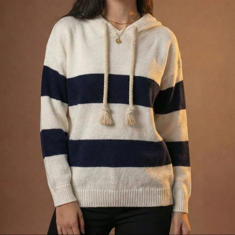 Striped Knit Hoodie front