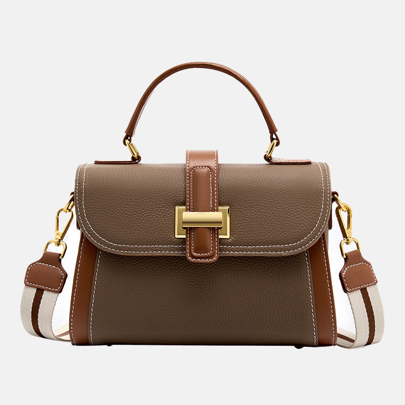 Women Structured Crossbody Top Handle Bag — Color Block Italian Style — Lunezzo