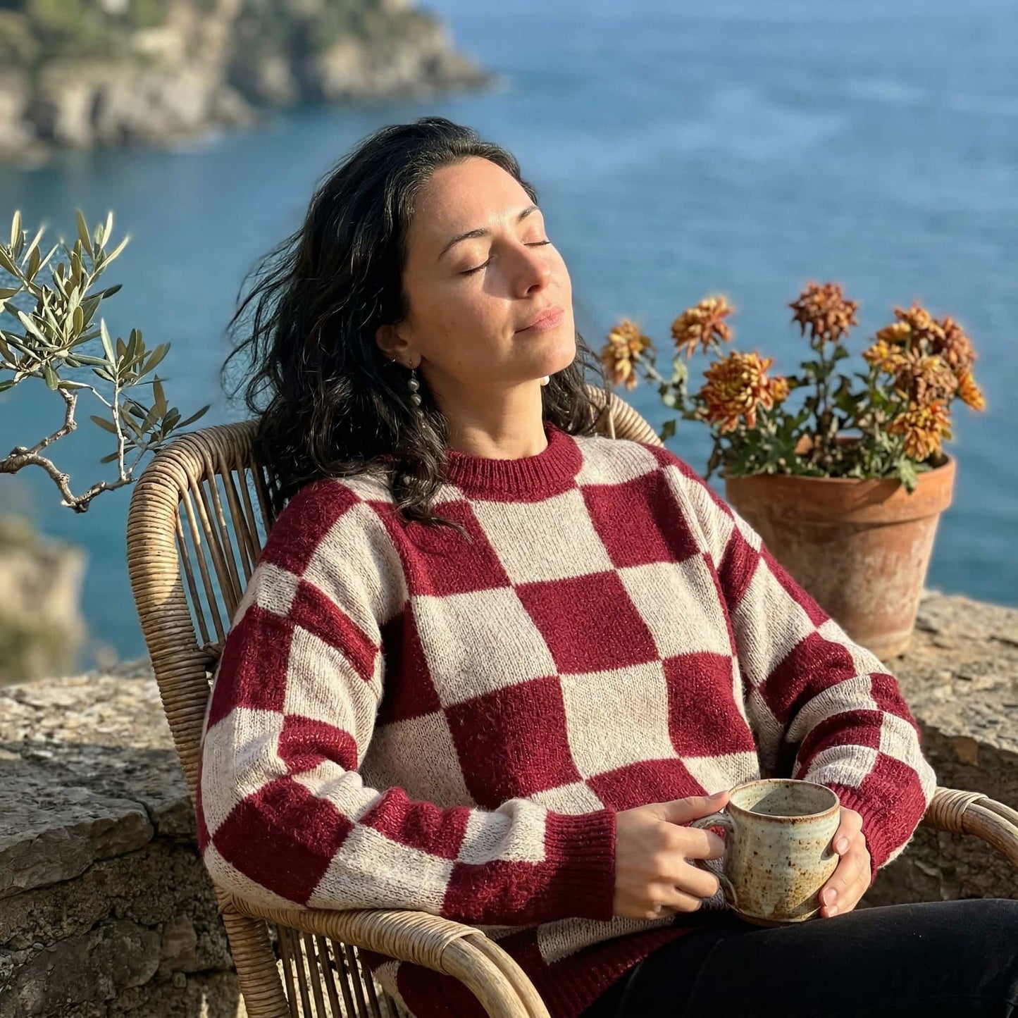 Checkered Knit Sweater