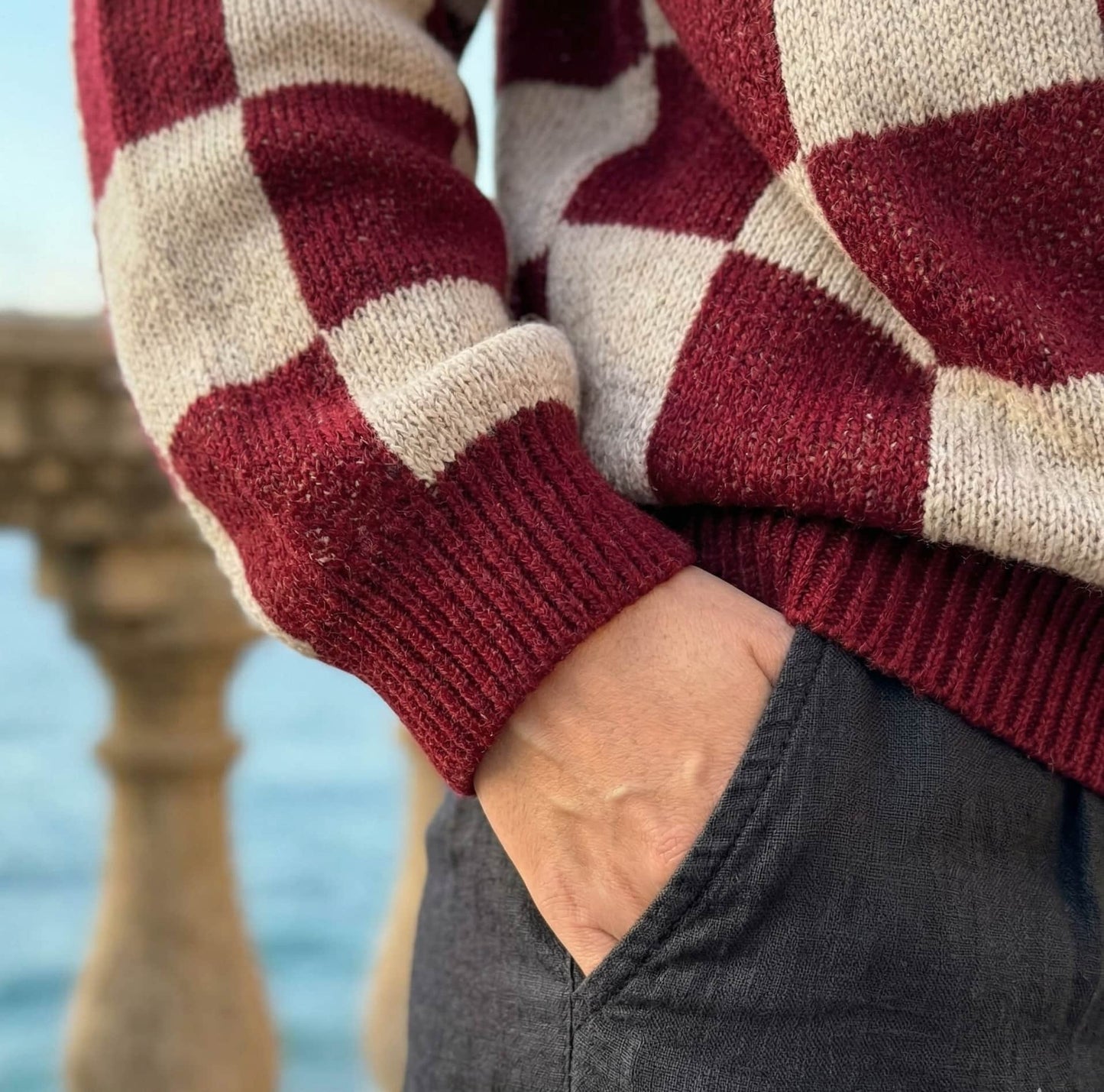 Checkered Knit Sweater